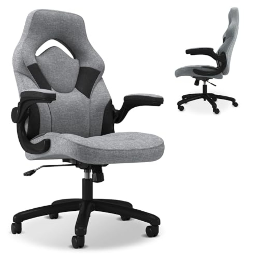 Ergonomic Office Chair - كرسي ألعاب مريح للبالغين، قماش رمادي،