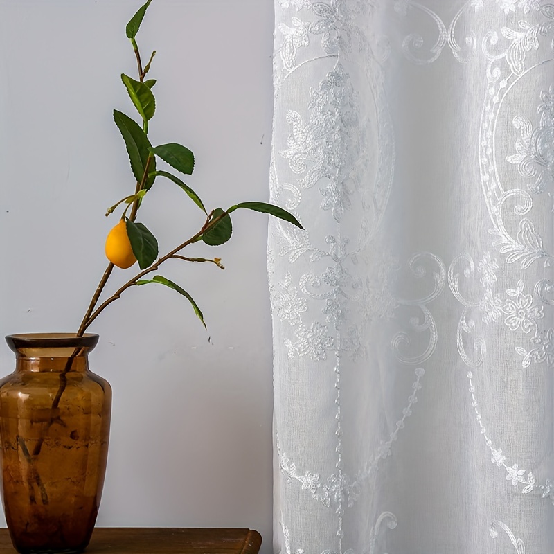 ستارة شفافة بيضاء مطرزة بنمط ز - مراجعة Home Office Rate وسعره