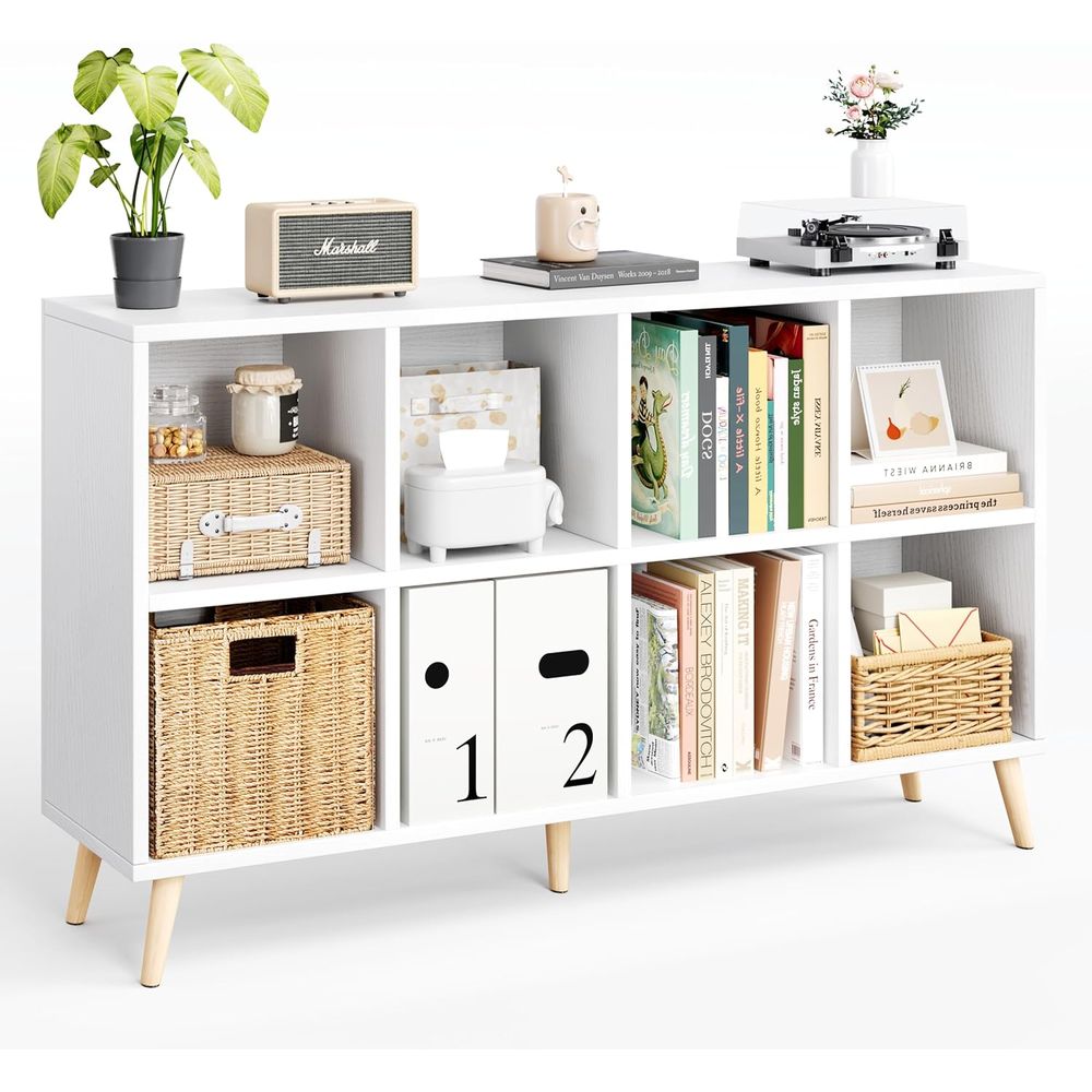 رف كتب خشبي من طبقتين مع أرجل، - مراجعة Home Office With Bookshelves وسعره