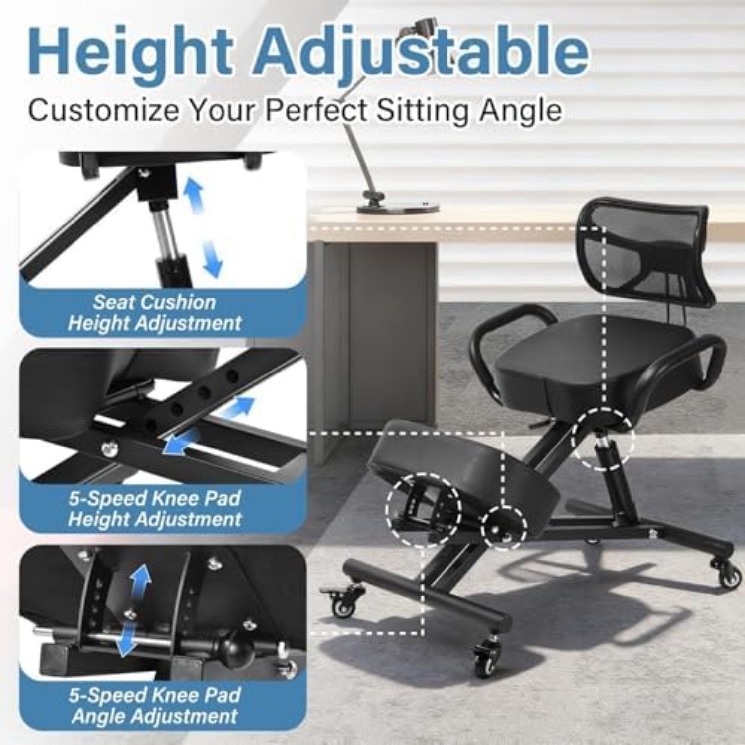 كرسي ركوع مريح قابل للتعديل مع - مراجعة Ergonomic Office Chair وسعره
