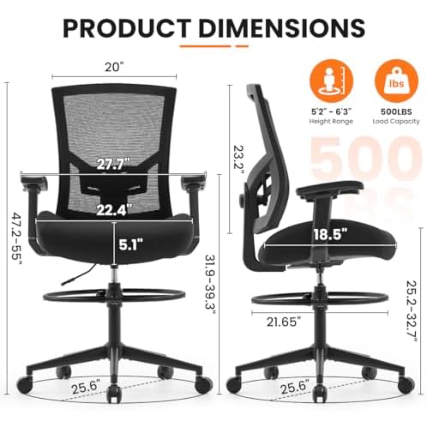 كرسي رسم بوزن 500 رطل، كرسي مك - مراجعة Ergonomic Office Chair وسعره