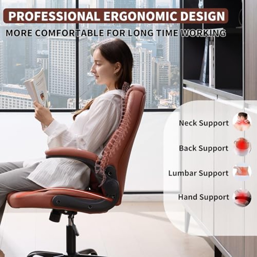 كرسي مكتب تنفيذي من الجلد الصن - مراجعة Ergonomic Office Chair وسعره