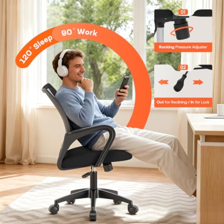 كرسي مكتب مريح بظهر متوسط الار - مراجعة Ergonomic Office Chair وسعره