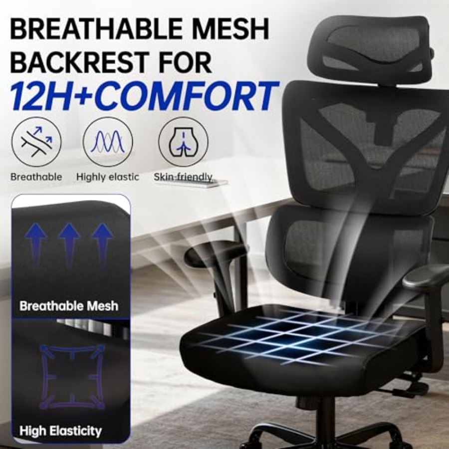 كرسي مكتب مريح، كرسي كمبيوتر ش - مراجعة Ergonomic Office Chair وسعره